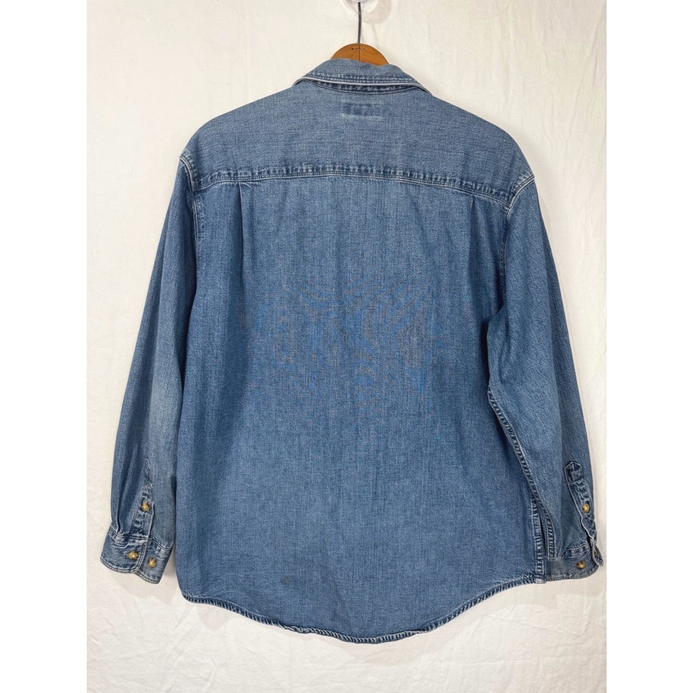 Vintage Eddie Bauer Denim Shirt Women's Medium Long Sleeve Button Down 90s vtg - Picture 4 of 5